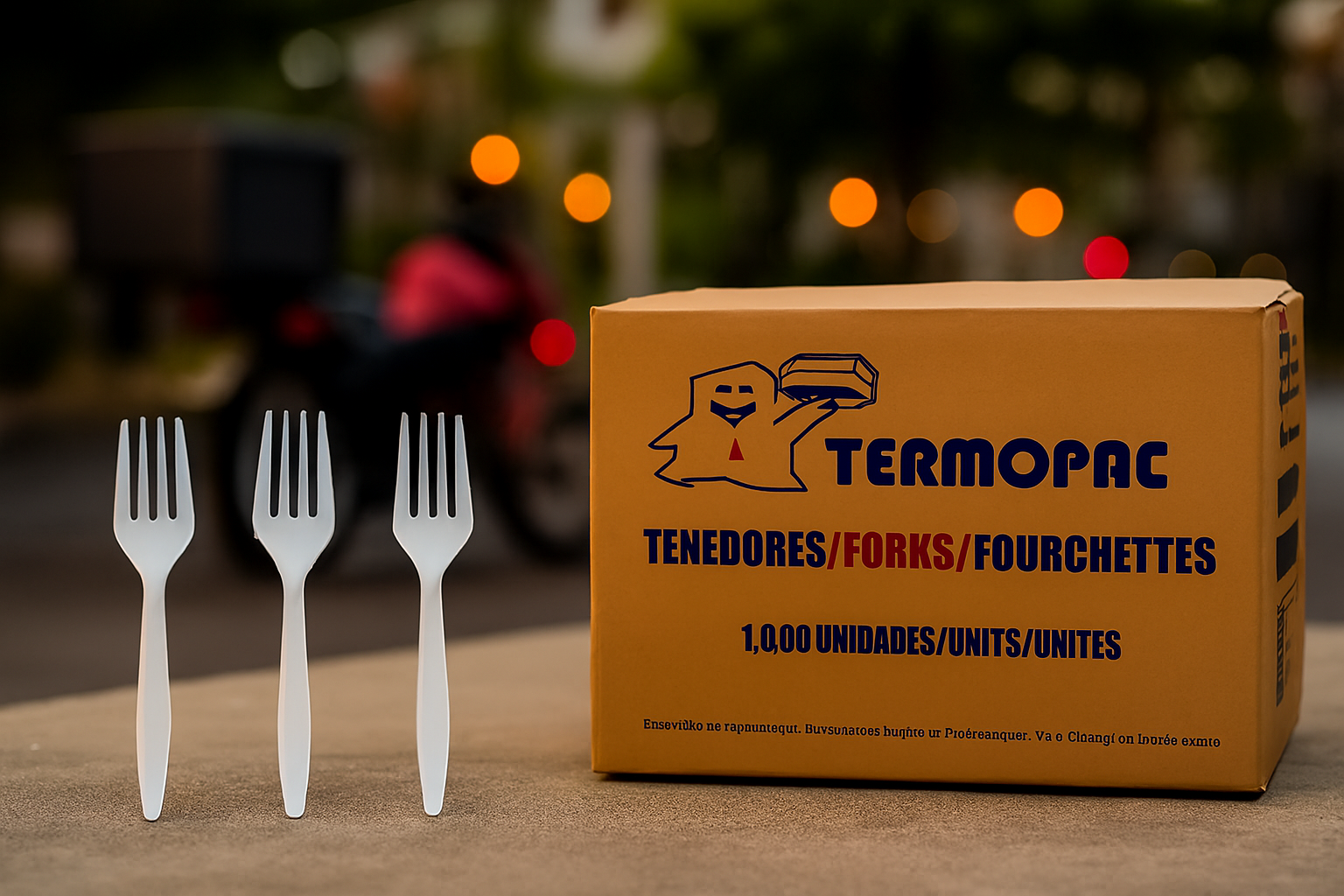 Tenedor plástico blanco